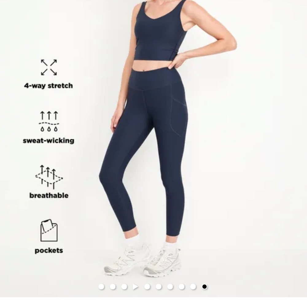 Old Navy Padded Sports Bra Top and Pocket Legging set in Ribbed Navy Dusk L